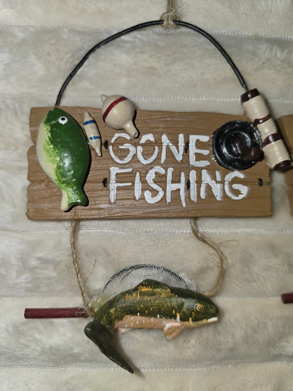 set of 3  gone fishing Christmas ornaments